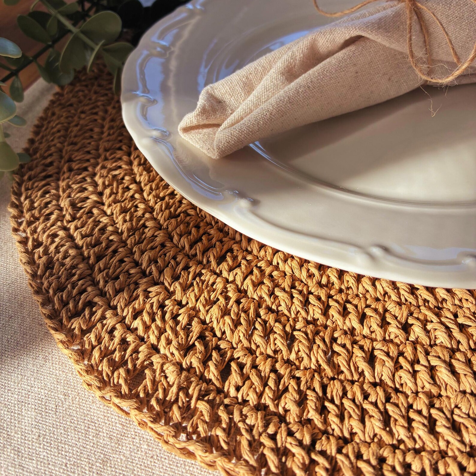 Hand Crocheted Paper Yarn Placemat