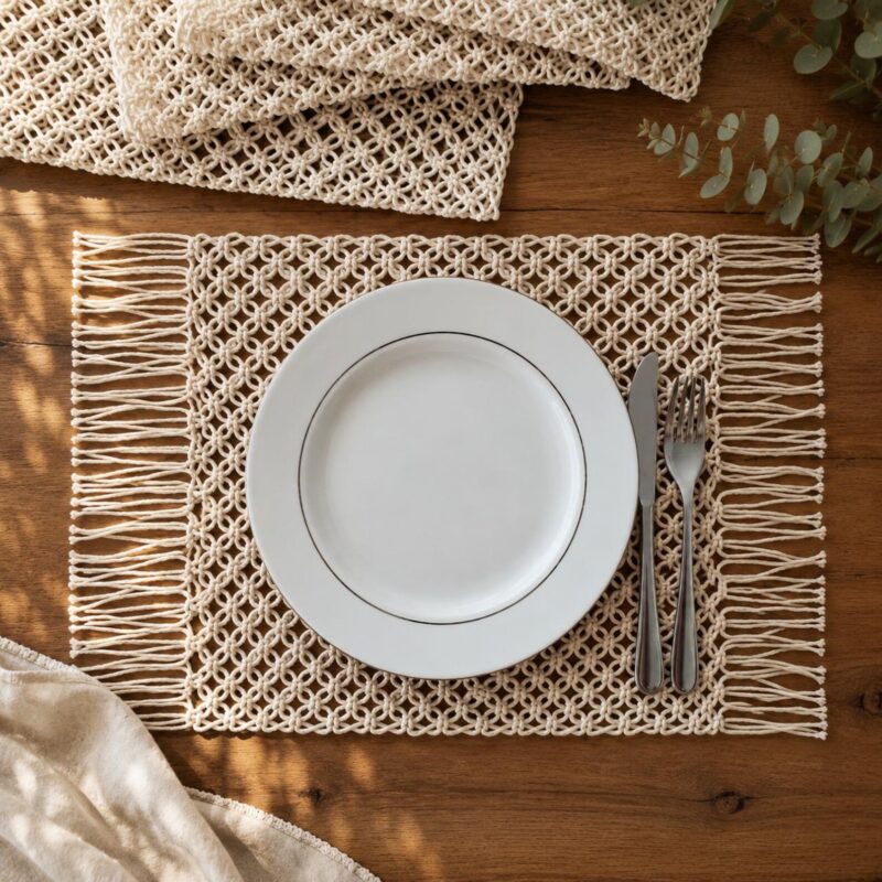 Handmade Cotton Macramé Boho Placemat Set