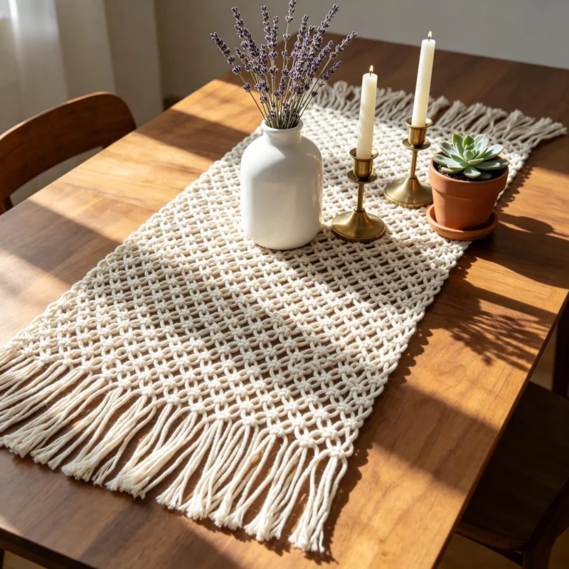 Handmade Cotton Macramé Boho Table Runner