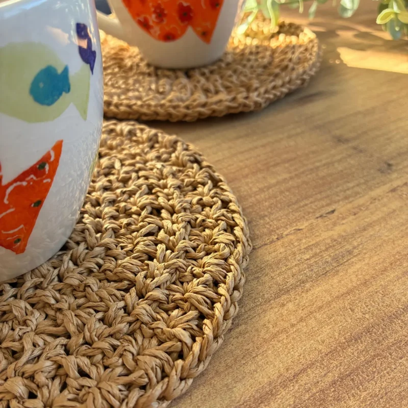 Rustic Bloom Paper Yarn Coaster & Basket Set