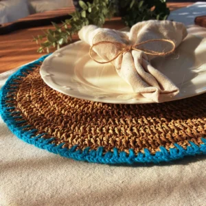 Hand Crocheted Paper Yarn & Cotton Boho Placemat