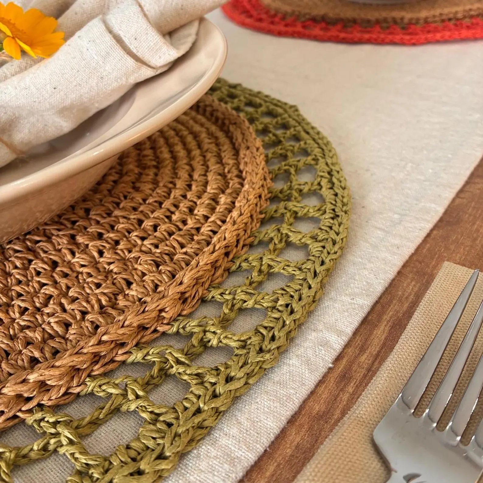 Handmade Crocheted Plate Placemat Set
