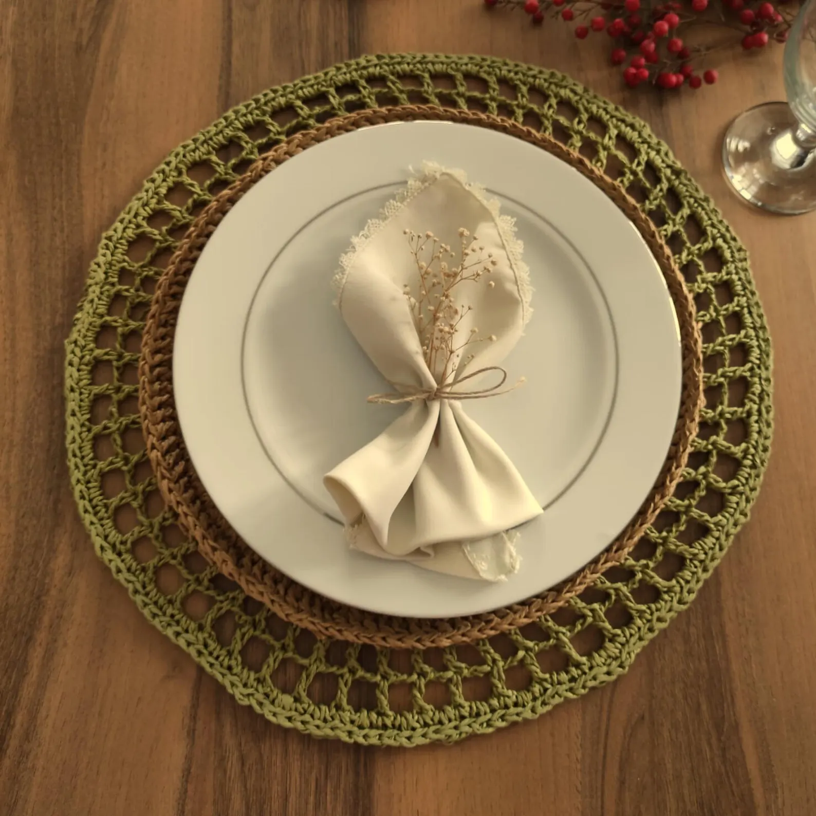 Handmade Crocheted Plate Placemat Set