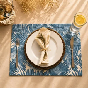 Handmade Tropical Palm Leaf Fabric Placemat Set