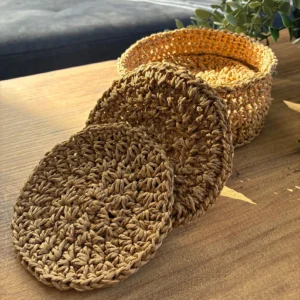 Rustic Bloom Paper Yarn Coaster & Basket Set